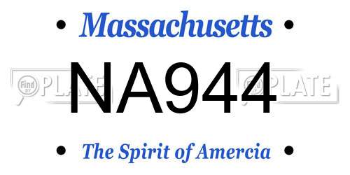 NA944 Massachusetts License Plate