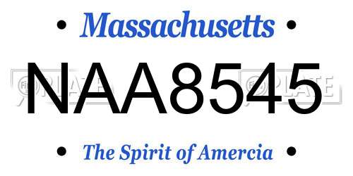 NAA8545 Massachusetts License Plate