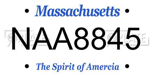 NAA8845 Massachusetts License Plate