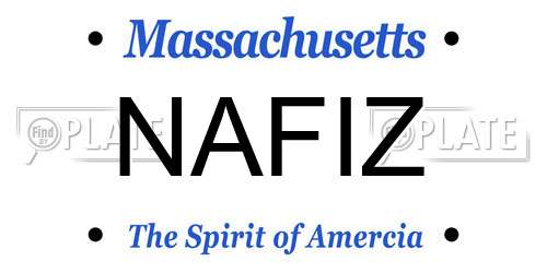 NAFIZ Massachusetts License Plate