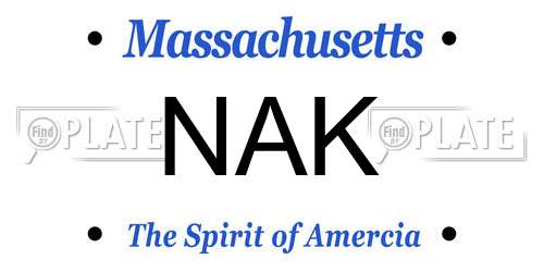 NAK Massachusetts License Plate