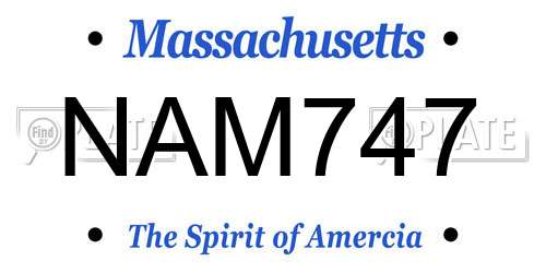NAM747 Massachusetts License Plate