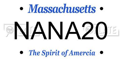 NANA20 Massachusetts License Plate