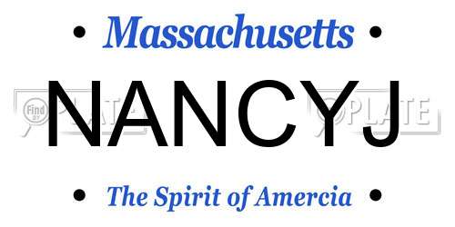 NANCYJ Massachusetts License Plate
