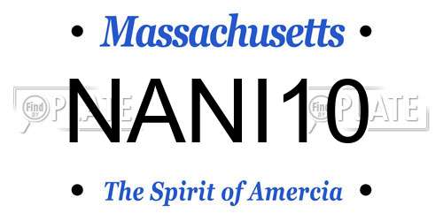 NANI10 Massachusetts License Plate