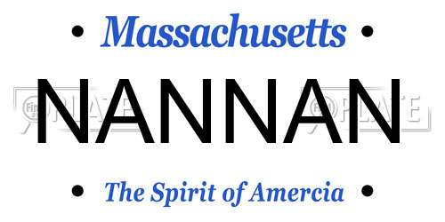 NANNAN Massachusetts License Plate