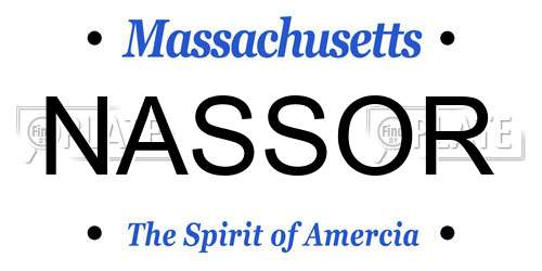 NASSOR Massachusetts License Plate