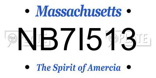 NB7I513 Massachusetts License Plate