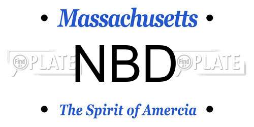 NBD Massachusetts License Plate