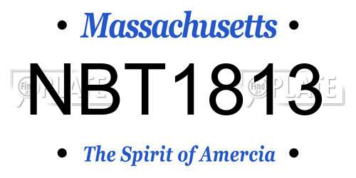NBT1813 Massachusetts License Plate