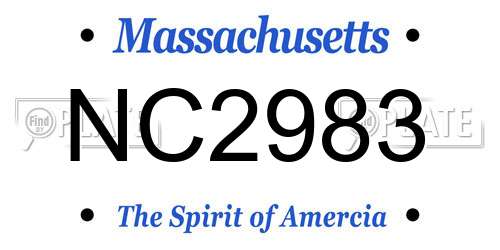 NC2983 Massachusetts License Plate