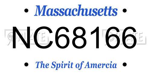 NC68166 Massachusetts License Plate