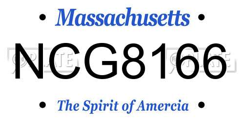 NCG8166 Massachusetts License Plate