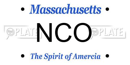 NCO Massachusetts License Plate