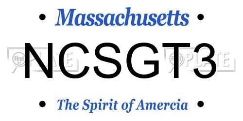 NCSGT3 Massachusetts License Plate