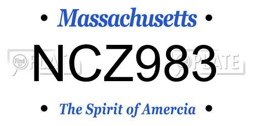 NCZ983 Massachusetts License Plate
