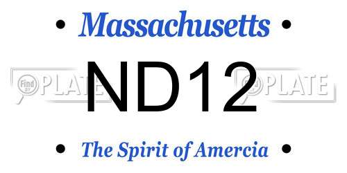 ND12 Massachusetts License Plate