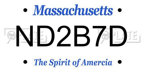 ND2B7D Massachusetts License Plate