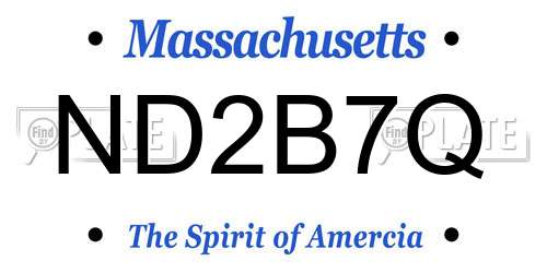 ND2B7Q Massachusetts License Plate