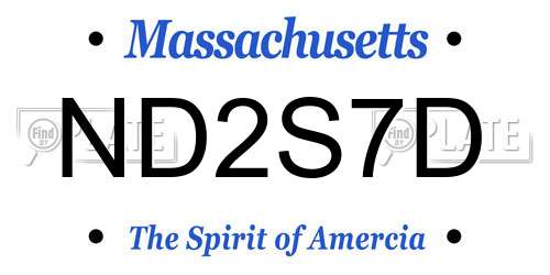 ND2S7D Massachusetts License Plate