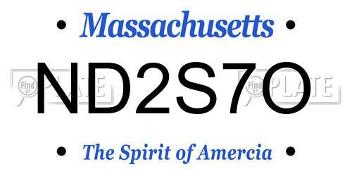 ND2S7O Massachusetts License Plate
