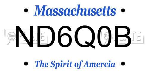 ND6Q0B Massachusetts License Plate