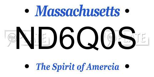 ND6Q0S Massachusetts License Plate