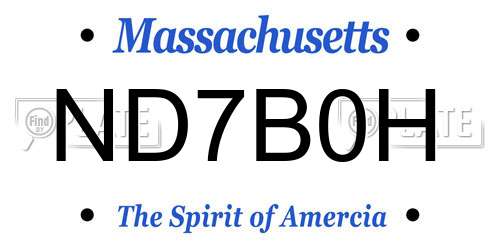 ND7B0H Massachusetts License Plate
