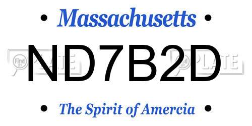 ND7B2D Massachusetts License Plate