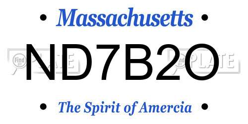 ND7B2O Massachusetts License Plate