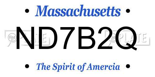 ND7B2Q Massachusetts License Plate