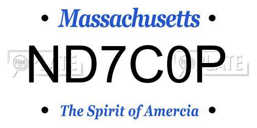 ND7C0P Massachusetts License Plate