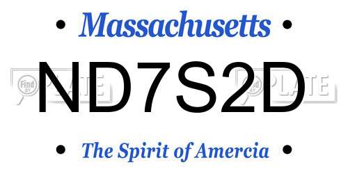 ND7S2D Massachusetts License Plate