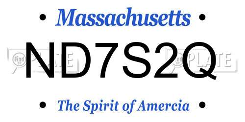 ND7S2Q Massachusetts License Plate