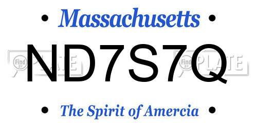 ND7S7Q Massachusetts License Plate