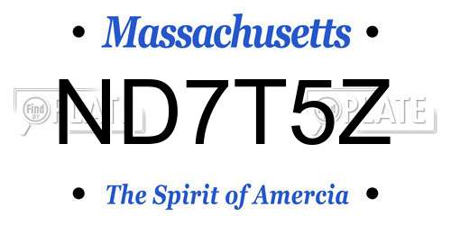ND7T5Z Massachusetts License Plate