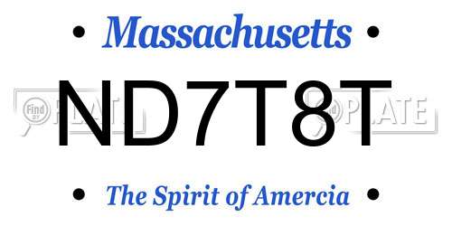 ND7T8T Massachusetts License Plate