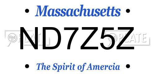 ND7Z5Z Massachusetts License Plate