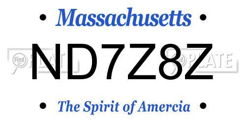 ND7Z8Z Massachusetts License Plate