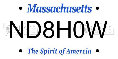 ND8H0W Massachusetts License Plate