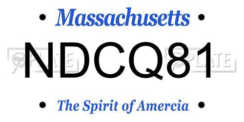 NDCQ81 Massachusetts License Plate