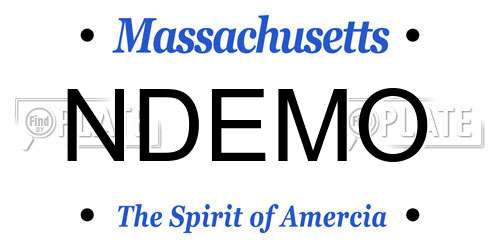 NDEMO Massachusetts License Plate