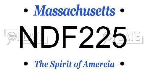 NDF225 Massachusetts License Plate