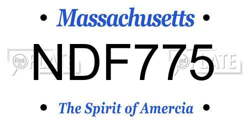 NDF775 Massachusetts License Plate