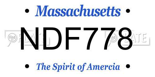 NDF778 Massachusetts License Plate