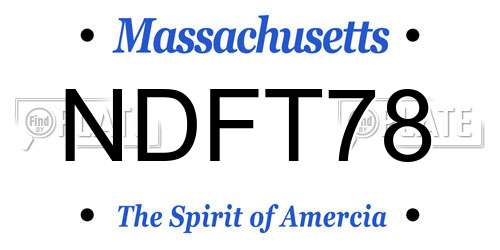 NDFT78 Massachusetts License Plate