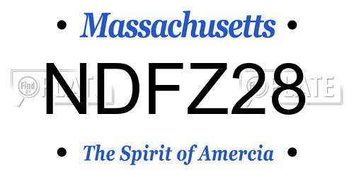 NDFZ28 Massachusetts License Plate