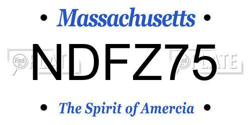 NDFZ75 Massachusetts License Plate