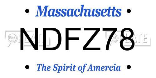 NDFZ78 Massachusetts License Plate