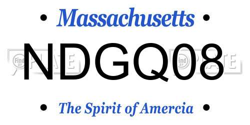 NDGQ08 Massachusetts License Plate